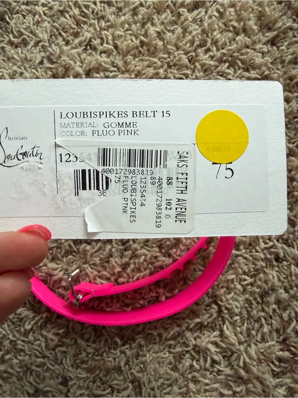 Christian Louboutin Loubi Spike Belt in Fuchsia Pink